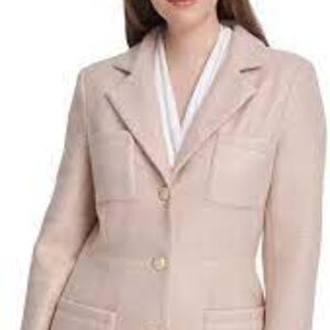 DKNY OPULENT DREAM FOIL BOUCLE OUTERWEAR JACKET